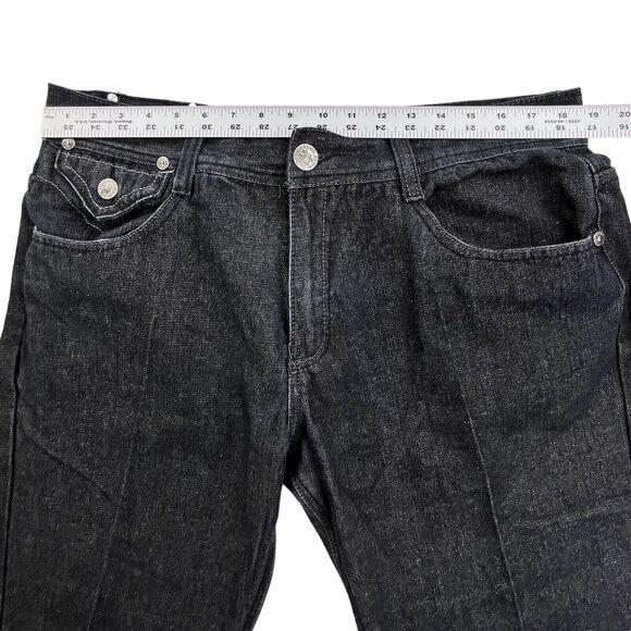 Imperious Delf Trading Jeans 38x33 Black Vintage Flap Pocket Embroidered Rock - Picture 12 of 16
